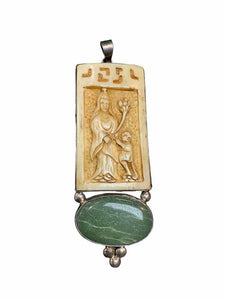 Vintage Lucite and Jade Sterling Pendant