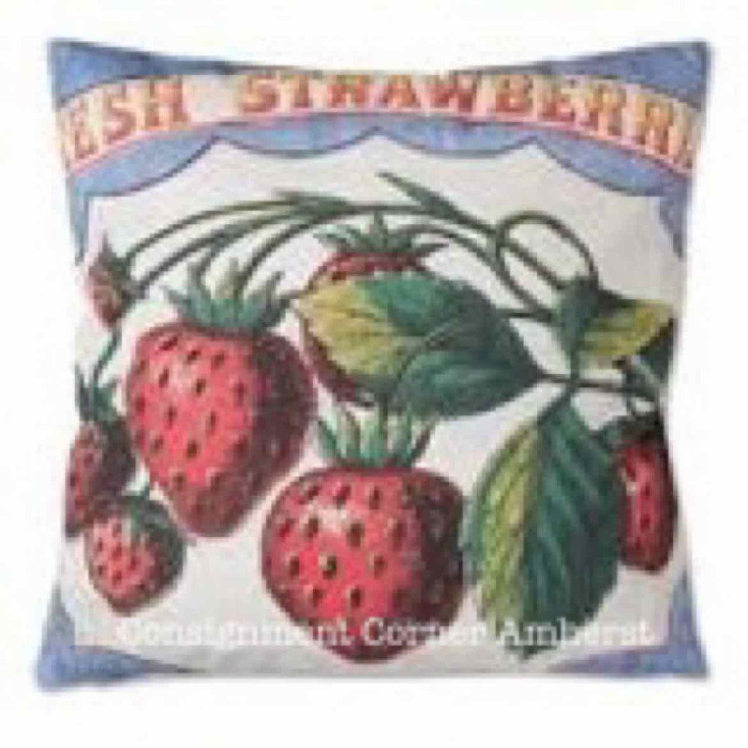 (New) Fresh Strawberries Throw Pillow