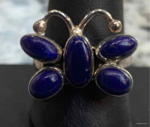 Lapis Sterling Butterfly Ring Size 10